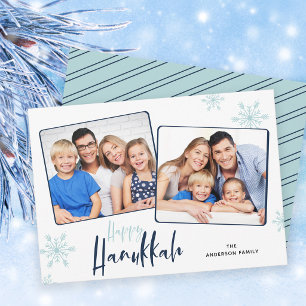 Sneeuwvlokken Foto Prettig Hanukkah Feestdagenkaart