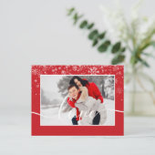 Sneeuwvlokken Foto White Script Typografie Feestdagenkaart (Staand voorkant)