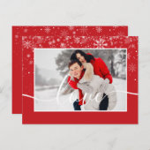 Sneeuwvlokken Foto White Script Typografie Feestdagenkaart (Voorkant / Achterkant)