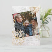 Sneeuwvlokken Foto Wit Feestdagenkaart (Staand voorkant)