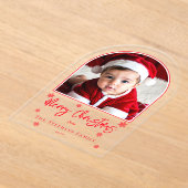 Sneeuwvlokken Gebogen Foto Prettig Kerstfeest Groe Acryl Uitnodigingen (Laagn)