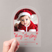 Sneeuwvlokken Gebogen Foto Prettig Kerstfeest Groe Acryl Uitnodigingen (Insitu (Draagbaar))