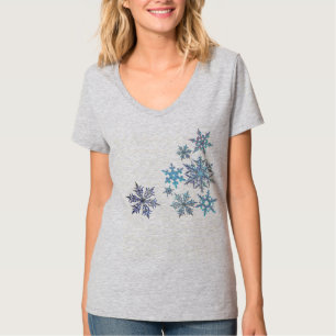 Sneeuwvlokken, geborduurd uiterlijk, digitaal schi t-shirt