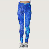 Sneeuwvlokken gelaagd op blauw leggings (Voorkant)