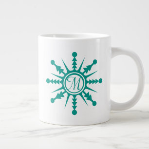 Sneeuwvlokken Geometrische Beginletter Naam Grote Koffiekop