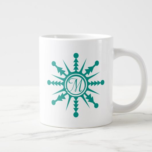 Sneeuwvlokken Geometrische Beginletter Naam Grote Koffiekop (Rechts)