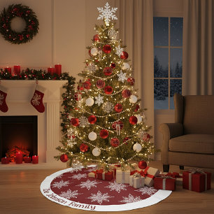 Sneeuwvlokken gepersonaliseerde familienaam kerstboom rok