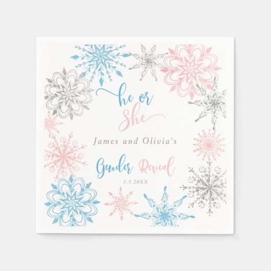 Sneeuwvlokken geslacht onthullen hij of zij servet (Voorkant)