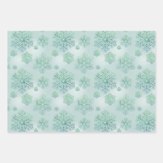 Sneeuwvlokken Glanzende iriserende Blauw, Paarse,  Inpakpapier Vel (Voorkant 3)