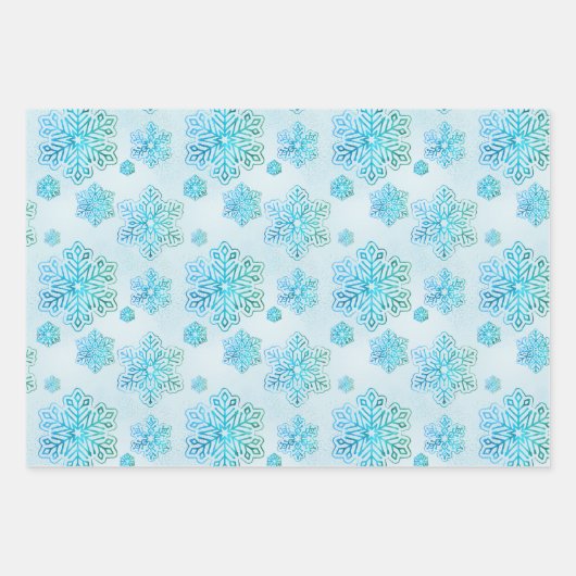 Sneeuwvlokken Glanzende iriserende Blauw, Paarse,  Inpakpapier Vel (Voorkant)
