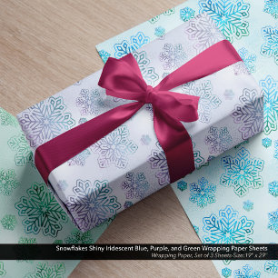 Sneeuwvlokken Glanzende iriserende Blauw, Paarse,  Inpakpapier Vel