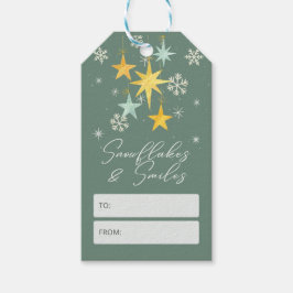 Sneeuwvlokken & Glimlachen | Groene En Gele Kerst Cadeaulabel