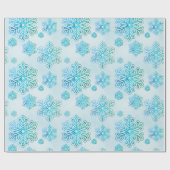Sneeuwvlokken glinsterende iriserende blauw cadeaupapier (Vlak)