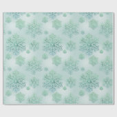 Sneeuwvlokken glinsterende iriserende Winter Green Cadeaupapier (Vlak)