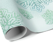 Sneeuwvlokken glinsterende iriserende Winter Green Cadeaupapier (Rol Hoek)