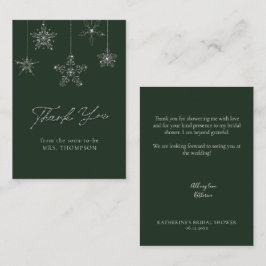 Sneeuwvlokken Glitter Groen Winter Bruids Trouwkaa Notitiekaartje