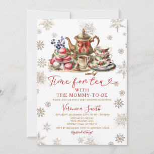 Sneeuwvlokken Glitter Tijd voor Thee Baby Shower Kaart