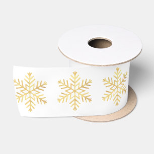 Sneeuwvlokken Goud Kerstvakantie Patroon Satijnen Lint