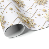 Sneeuwvlokken goud wit naadloze kerst winter cadeaupapier (Rol Hoek)
