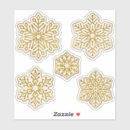 Sneeuwvlokken Gouden Glitter Antiek Wit Sticker