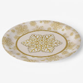 Sneeuwvlokken Gouden Glitter Sparkle Antiek Wit Papieren Bordje (Gekanteld)