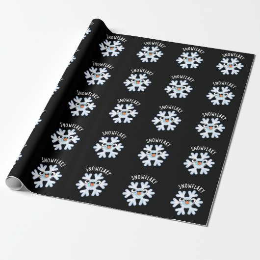 Sneeuwvlokken Grappige Sneeuwvlok Pun Dark BG Cadeaupapier (Uitgerold)