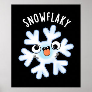 Sneeuwvlokken Grappige Sneeuwvlok Pun Dark BG Poster