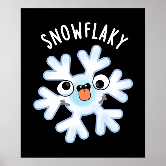 Sneeuwvlokken Grappige Sneeuwvlok Pun Dark BG Poster (Voorkant)