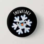 Sneeuwvlokken Grappige Sneeuwvlok Pun Dark BG Ronde Button 5,7 Cm (Voorkant)