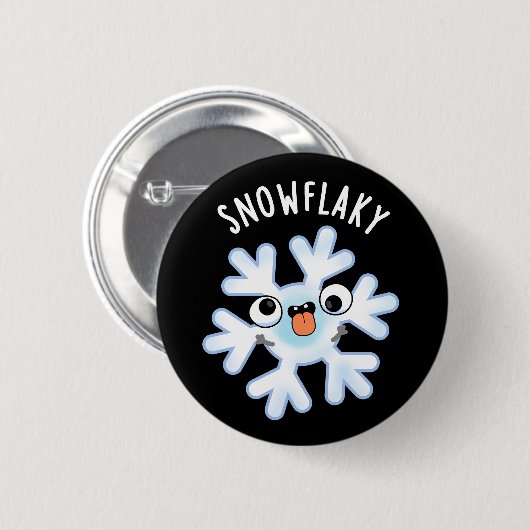Sneeuwvlokken Grappige Sneeuwvlok Pun Dark BG Ronde Button 5,7 Cm (Voorkant /achterkant)