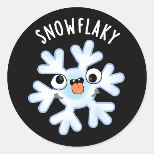 Sneeuwvlokken Grappige Sneeuwvlok Pun Dark BG Ronde Sticker