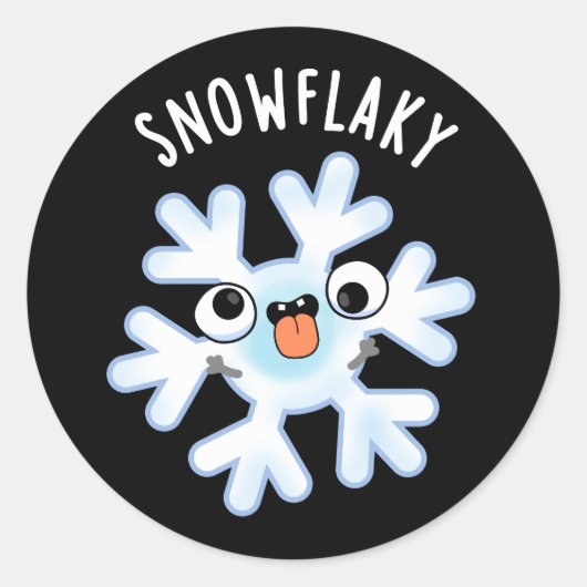 Sneeuwvlokken Grappige Sneeuwvlok Pun Dark BG Ronde Sticker (Voorkant)