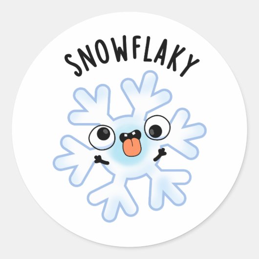 Sneeuwvlokken Grappige Sneeuwvlok Pun Ronde Sticker (Voorkant)