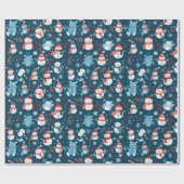 Sneeuwvlokken Greenery Blue Christmas Cadeaupapier (Vlak)
