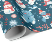 Sneeuwvlokken Greenery Blue Christmas Cadeaupapier (Rol Hoek)
