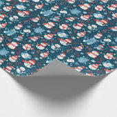 Sneeuwvlokken Greenery Blue Christmas Cadeaupapier (Hoek)