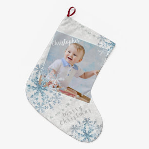 Sneeuwvlokken Grijs Wit Grote Kerstsok