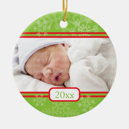 Sneeuwvlokken: Groen Keramisch Ornament (Voorkant)