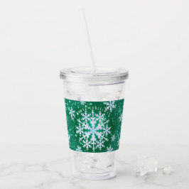 Sneeuwvlokken Groen Wit Acryl Tumbler Drinkbeker