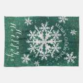 Sneeuwvlokken Groen Wit Theedoek (Horizontaal)