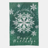 Sneeuwvlokken Groen Wit Theedoek (Verticaal)