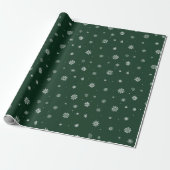 Sneeuwvlokken Groene Feestdag Cadeaupapier (Uitgerold)