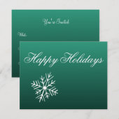 Sneeuwvlokken Groene Uitnodigingen (Voorkant / Achterkant)