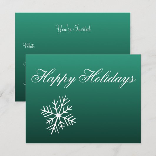 Sneeuwvlokken Groene Uitnodigingen (Voorkant / Achterkant)