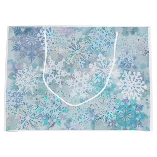 Sneeuwvlokken Grote Gift Bag Groot Cadeauzakje (Voorkant)
