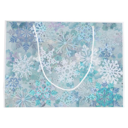Sneeuwvlokken Grote Gift Bag Groot Cadeauzakje (Achterkant)
