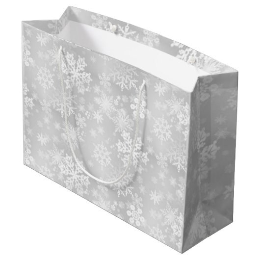 Sneeuwvlokken Grote Gift Bag Large Cadeautasje (Achterkant Gekanteld)