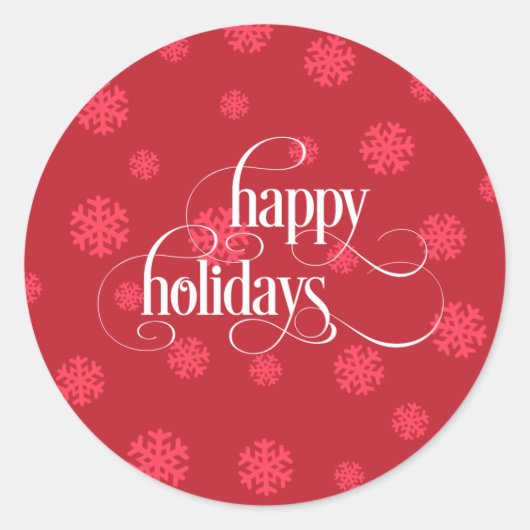 Sneeuwvlokken | Happy Holiday | Kerstmis Ronde Sticker (Voorkant)