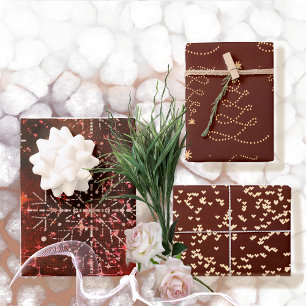 Sneeuwvlokken, harten en boomwikkelvellen inpakpapier vel