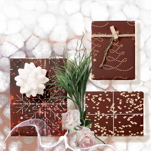 Sneeuwvlokken, harten en boomwikkelvellen inpakpapier vel